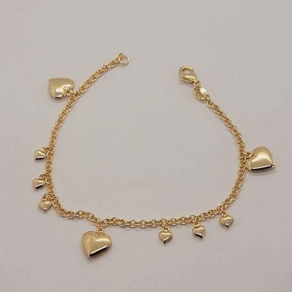 Jewelry - Brand New Brazilian 18k Gold Filled Multi Heart Anklet